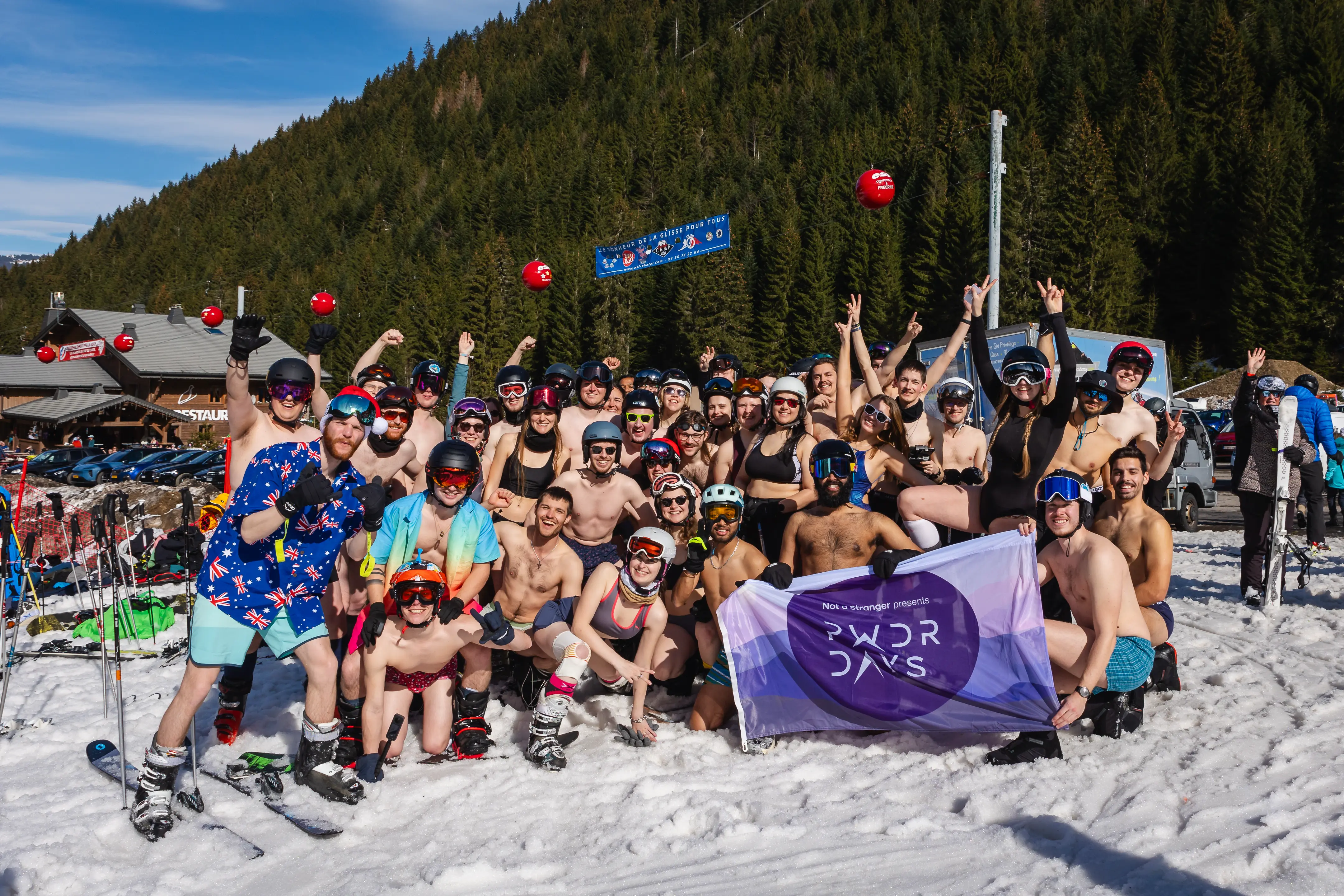 The annual mountain undie run in full send mode 🍌